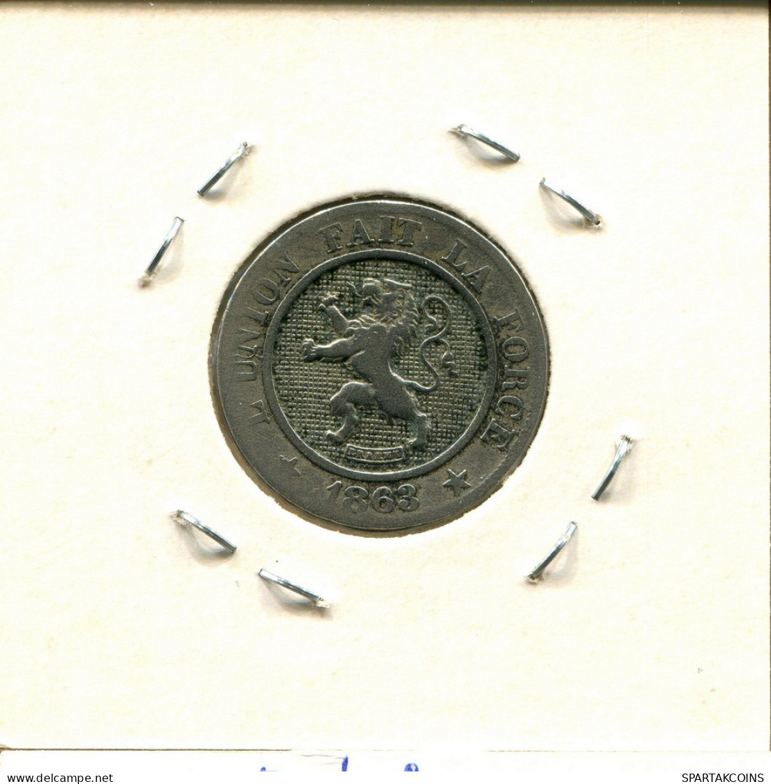 10 CENTIMES 1863 FRENCH Text BELGIQUE BELGIUM Pièce #BA269.F - 10 Cents