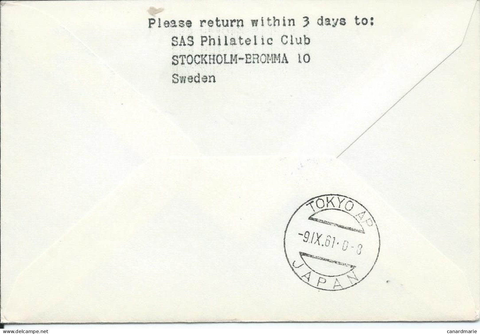 LETTRE 1961 FIRST JET FLIGHT DC 8 STOCKHOLM - TOKYO - Lettres & Documents