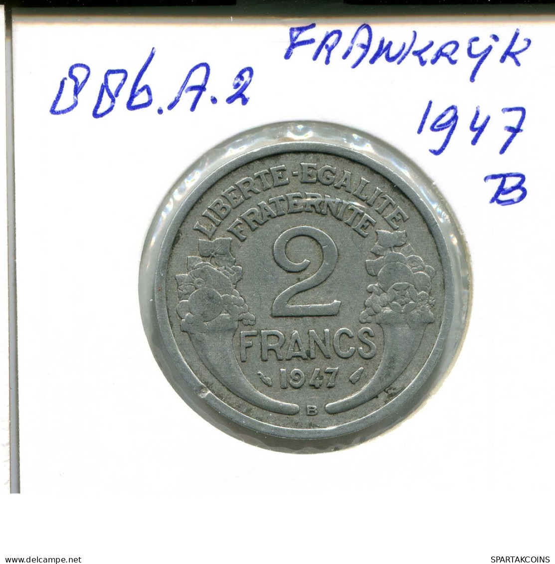 2 FRANCS 1947 B FRANCIA FRANCE Moneda #AN355.E - 2 Francs