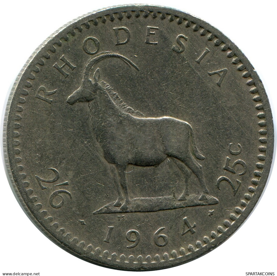 25 CENTS 1964 RHODÉSIE RHODESIA Pièce #AP930.F - Rhodésie