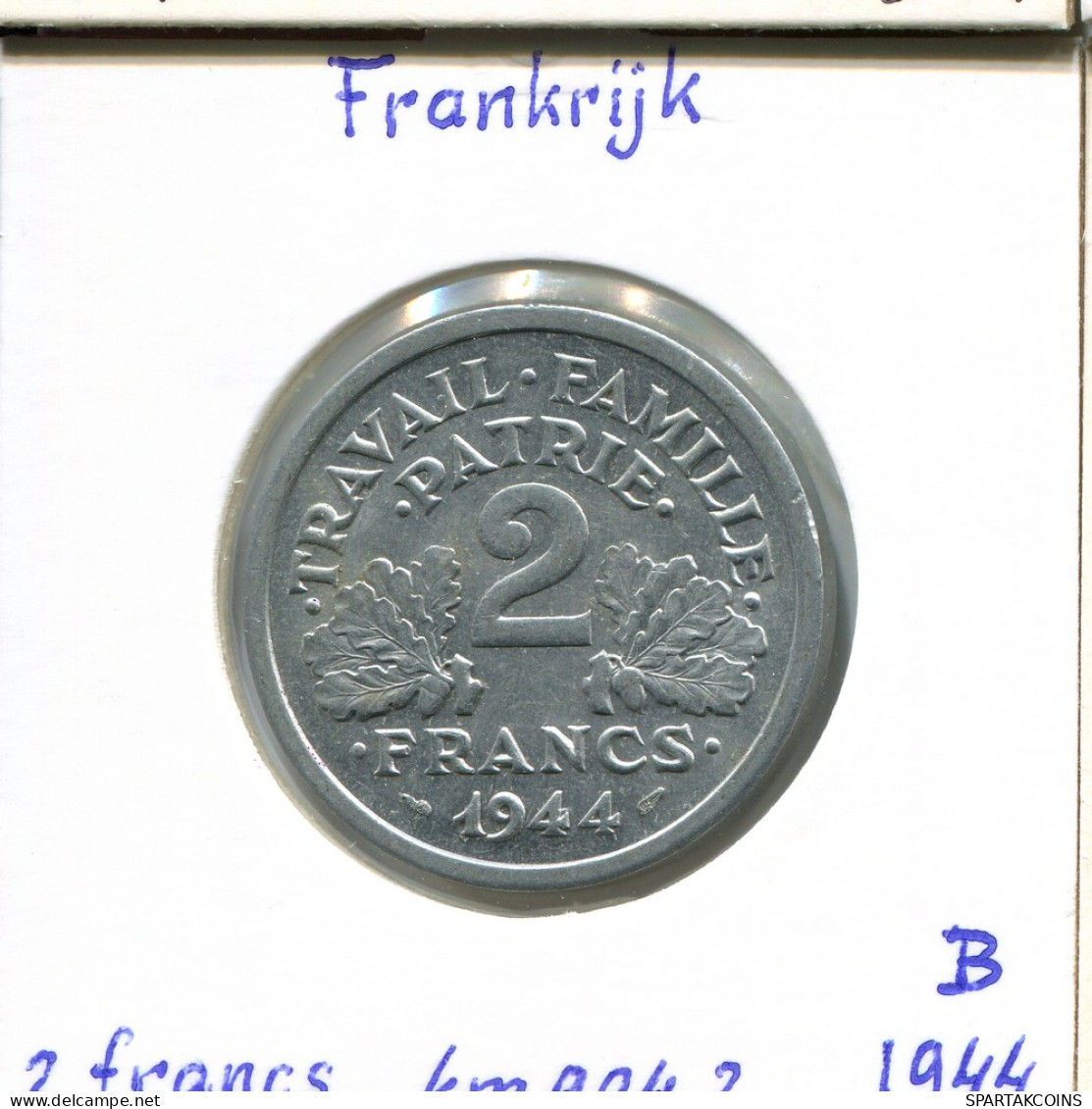 2 FRANCS 1944 FRANCIA FRANCE Moneda Provisional Government #AM339.E - 2 Francs