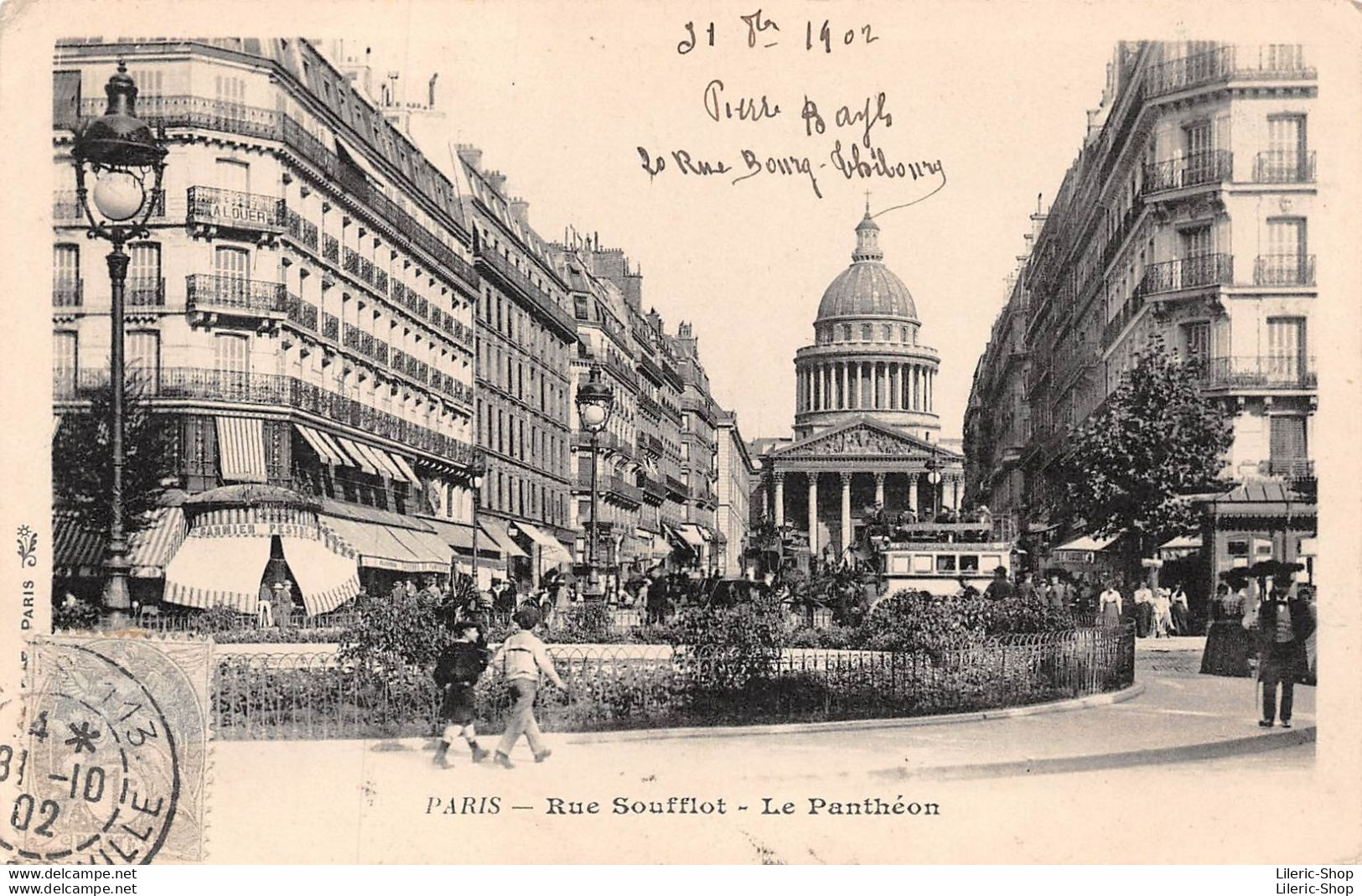 PARIS (75) Cpa Précurseur 1902 Rue Soufflot Et Le Panthéon B. F., éditeur à Paris.  - District 05
