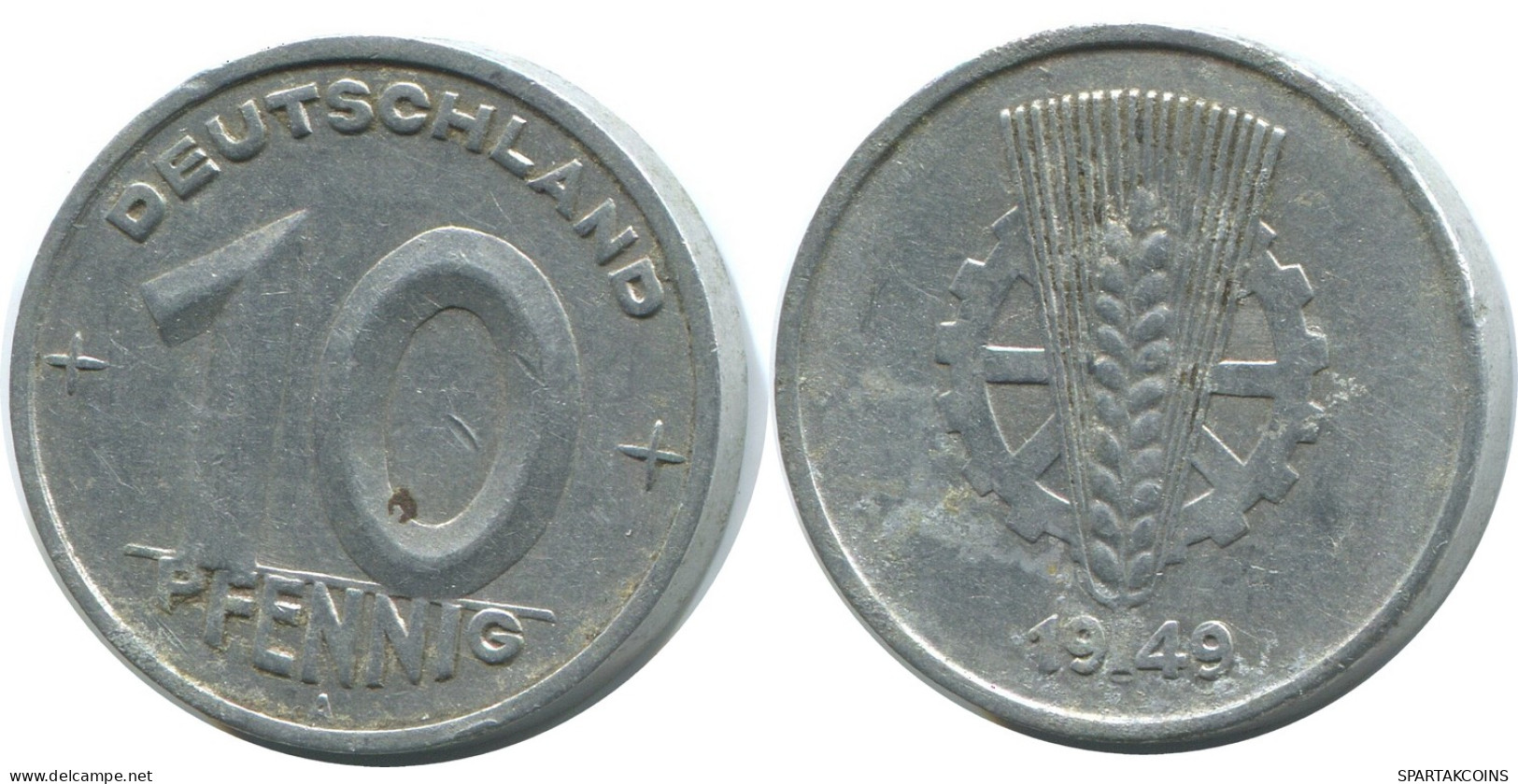 10 PFENNIG 1949 A DDR EAST GERMANY Coin #AE082.U - 10 Pfennig