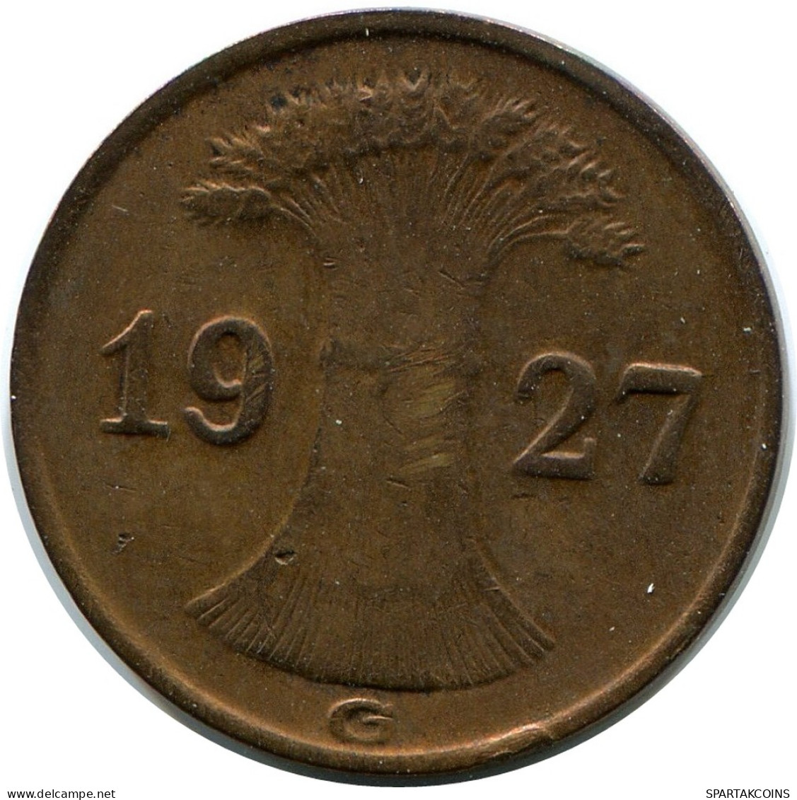 1 REICHSPFENNIG 1927 G GERMANY Coin #DB779.U - 1 Rentenpfennig & 1 Reichspfennig