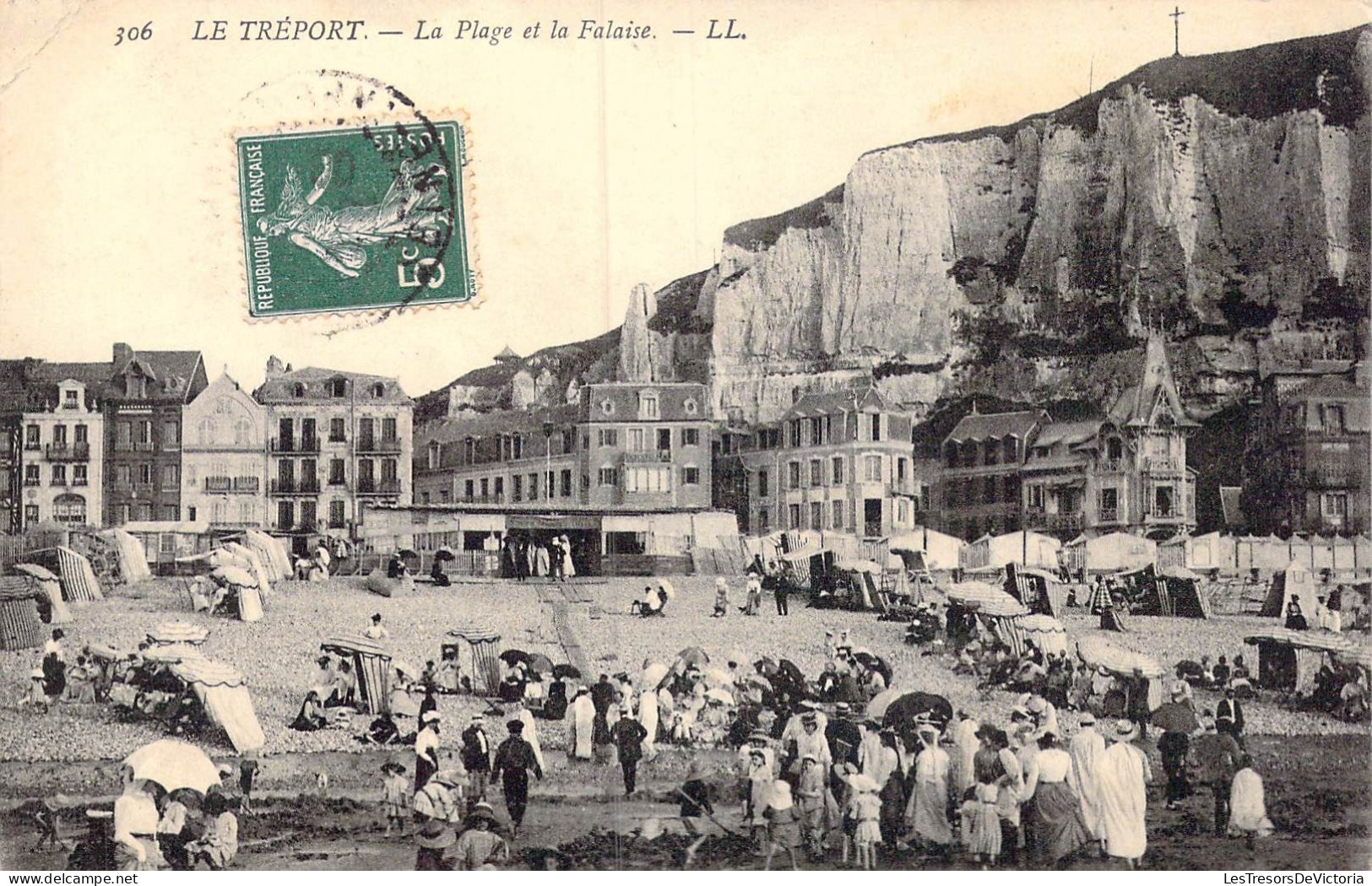 FRANCE - 76 - Le Tréport - La Plage Et La Falaise - Carte Postale Ancienne - Le Treport