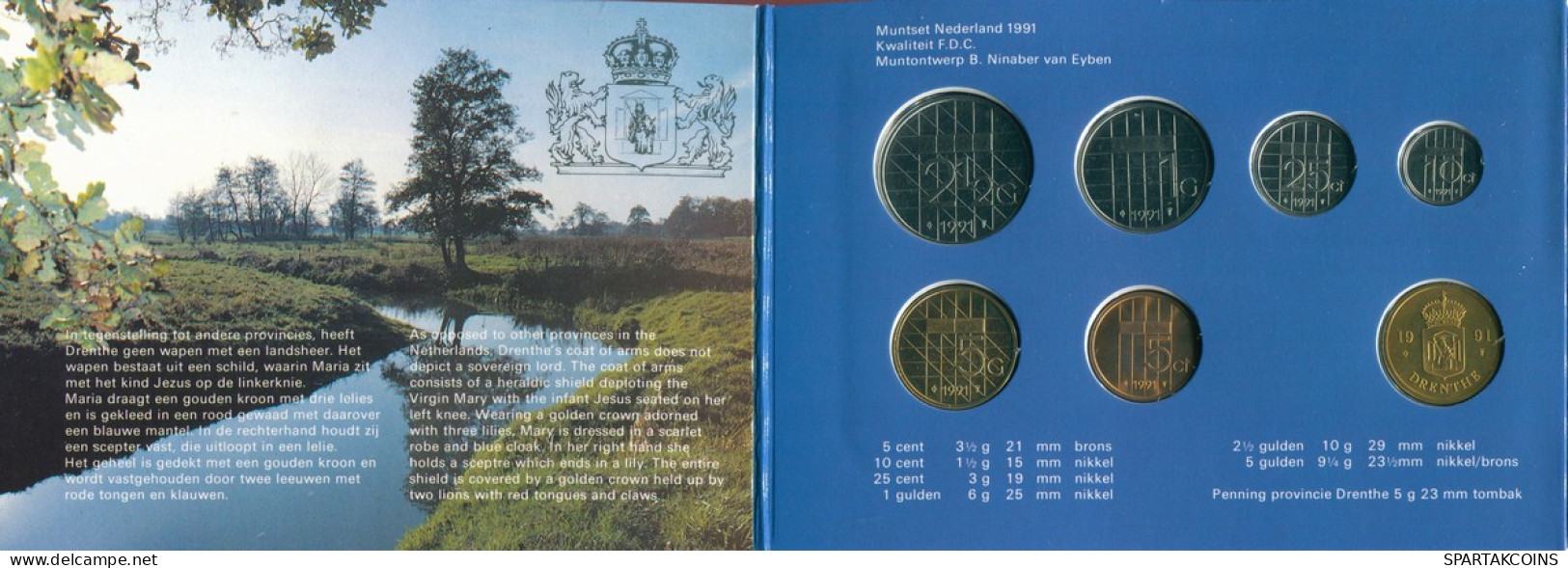 NEERLANDÉS NETHERLANDS 1991 MINT SET 6 Moneda + MEDAL #SET1111.7.E - Nieuwe Sets & Testkits
