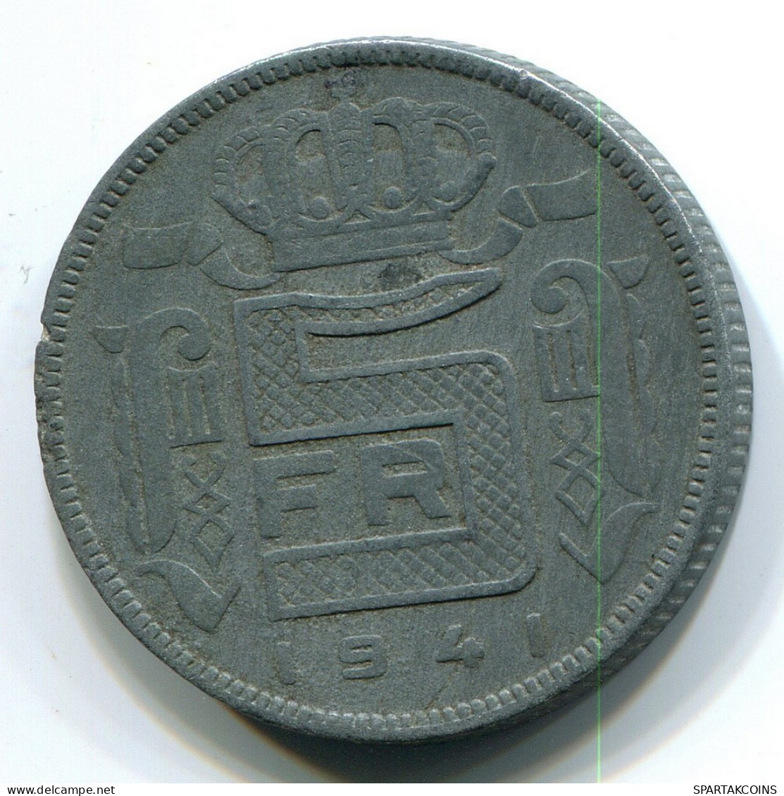 5 FRANCS 1941 DUTCH Text BELGIUM Coin #BB378.U - 5 Francs