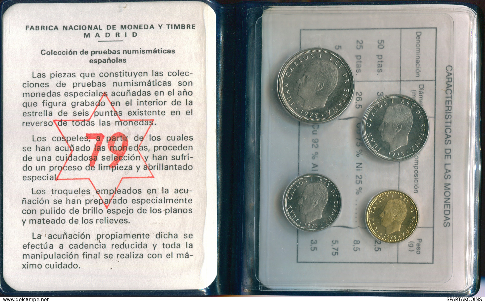 SPAIN 1975*79 MINT SET 4 Coin #SET1133.2.U - Ongebruikte Sets & Proefsets