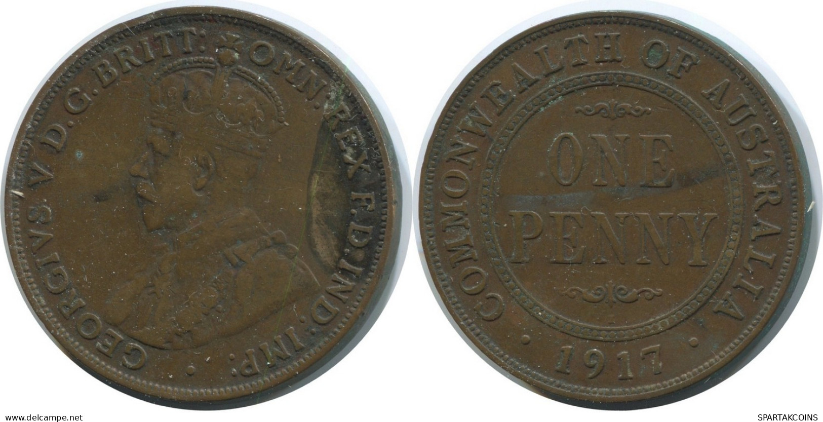 1 PENNI 1917 AUSTRALIE AUSTRALIA Pièce #AE778.16.F - Penny