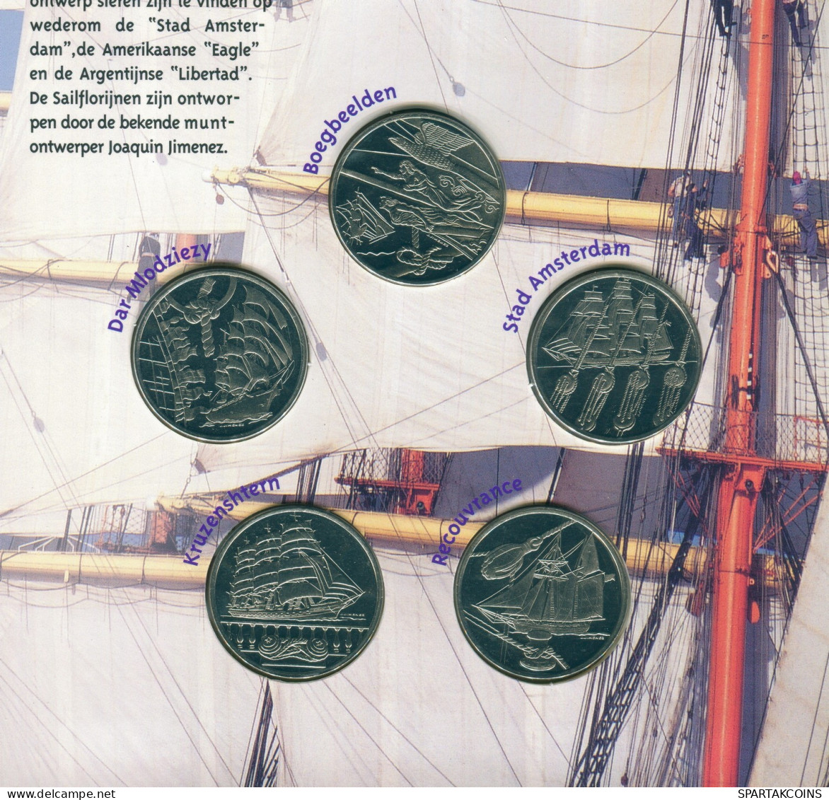 NIEDERLANDE NETHERLANDS 5 FLORIN SAIL 2000 MINT SET 5 Münze #SET1132.7.D - [Sets Sin Usar &  Sets De Prueba