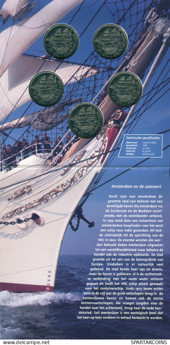 NIEDERLANDE NETHERLANDS 5 FLORIN SAIL 2000 MINT SET 5 Münze #SET1132.7.D - Jahressets & Polierte Platten