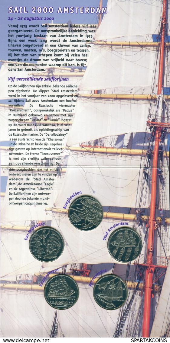 NIEDERLANDE NETHERLANDS 5 FLORIN SAIL 2000 MINT SET 5 Münze #SET1132.7.D - Jahressets & Polierte Platten