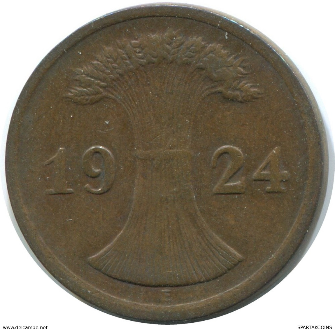 2 RENTENPFENNIG 1924 E GERMANY Coin #AE274.U - 2 Renten- & 2 Reichspfennig