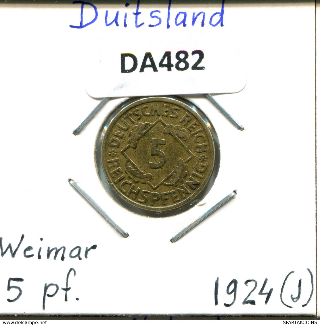 5 REICHSPFENNIG 1924 J GERMANY Coin #DA482.2.U - 5 Rentenpfennig & 5 Reichspfennig