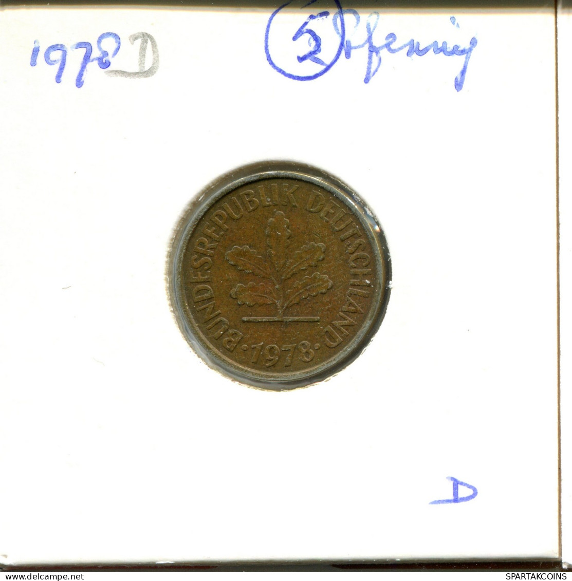 5 PFENNIG 1978 D WEST & UNIFIED GERMANY Coin #DA987.U - 5 Pfennig