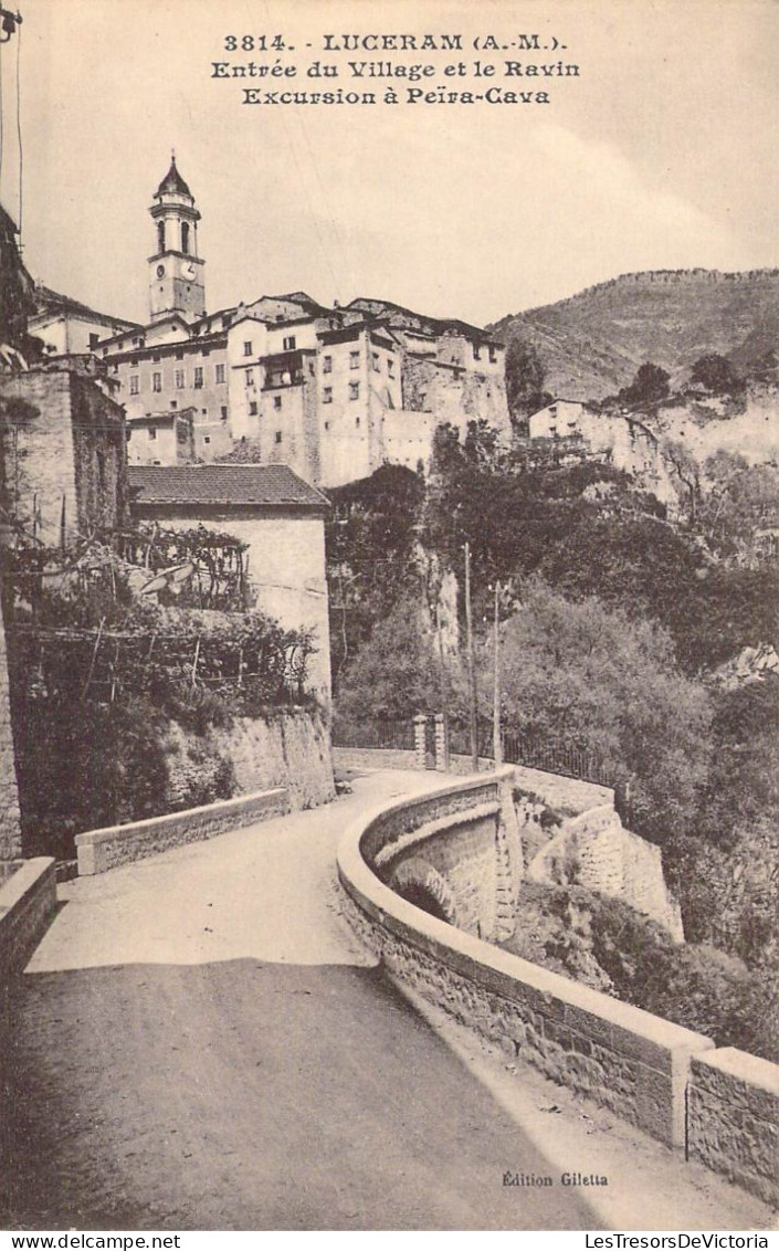 FRANCE - 06 - Lucéram - Entrée Du Village Et Le Ravin - Excursion à Peira-Cava - Carte Postale Ancienne - Lucéram