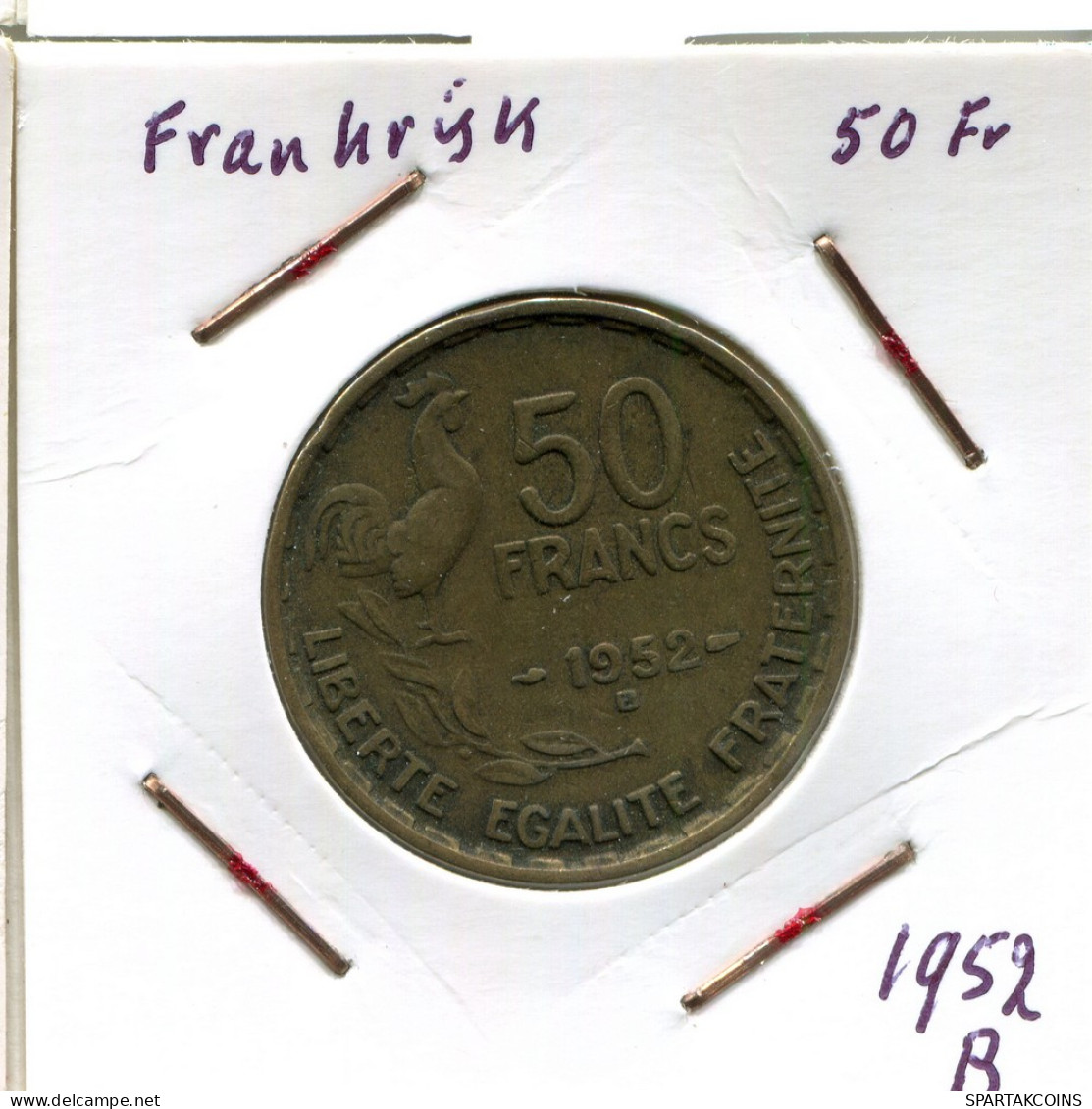 50 FRANCS 1952 B FRANKREICH FRANCE Französisch Münze #AM691.D - 50 Francs