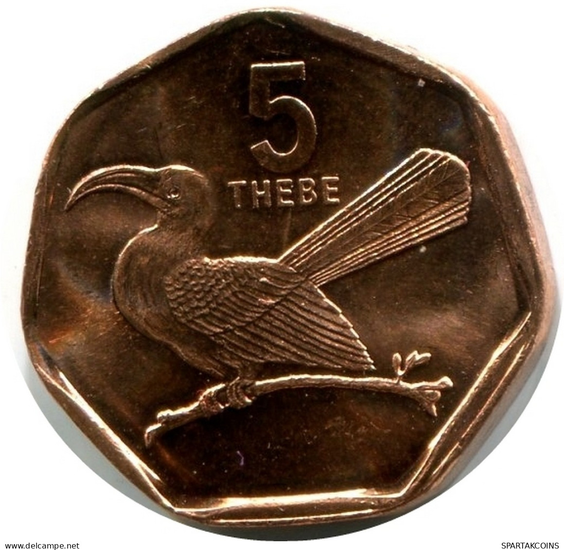 5 THEBE 1998 BOTSWANA Münze UNC Toko Bird Wildlife #M10023.D - Botswana