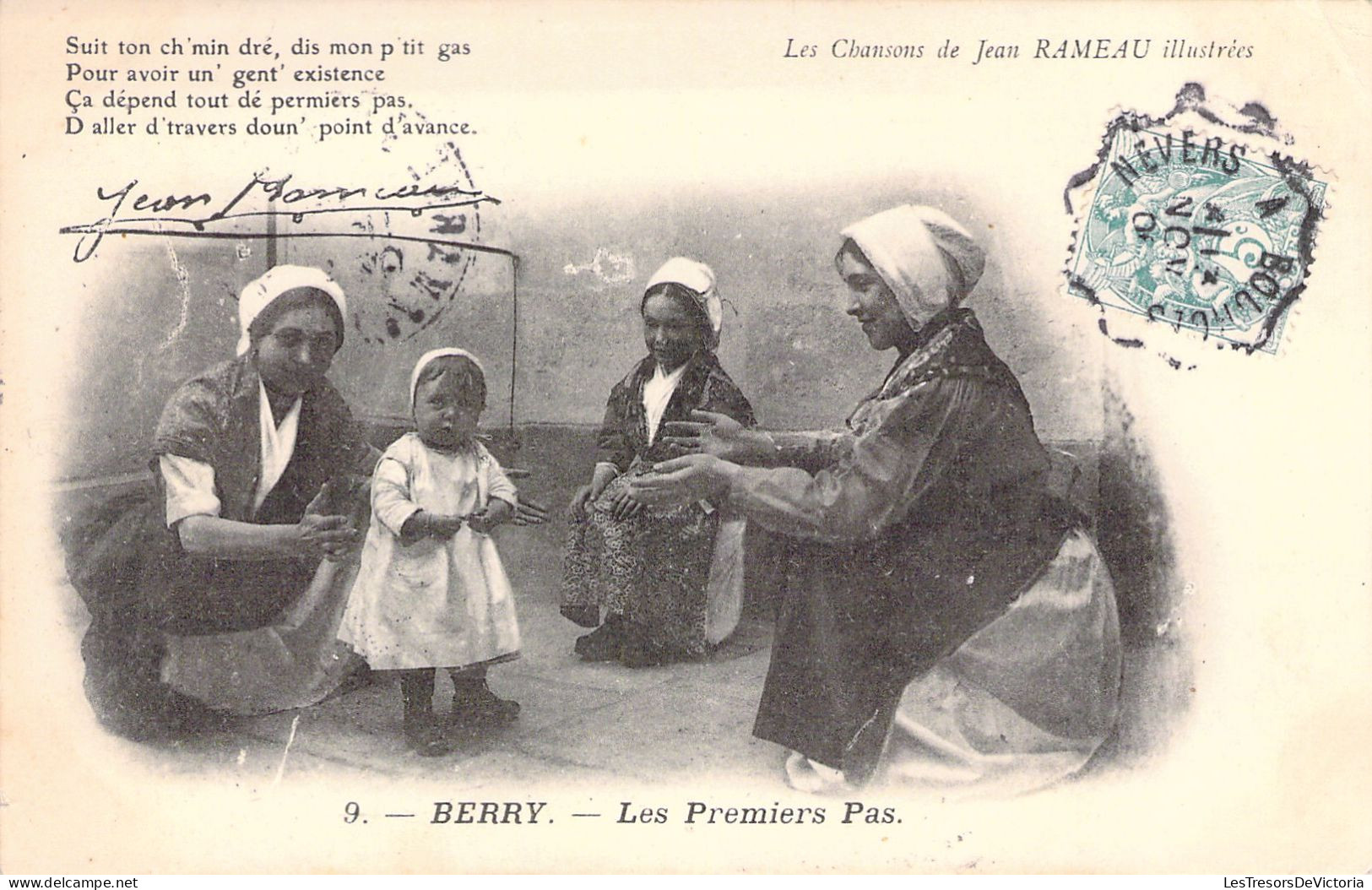 FOLKLORE - BERRY - Les Premiers Pas - Les Chansons De Jean Rameau - Carte Postale Ancienne - Kostums