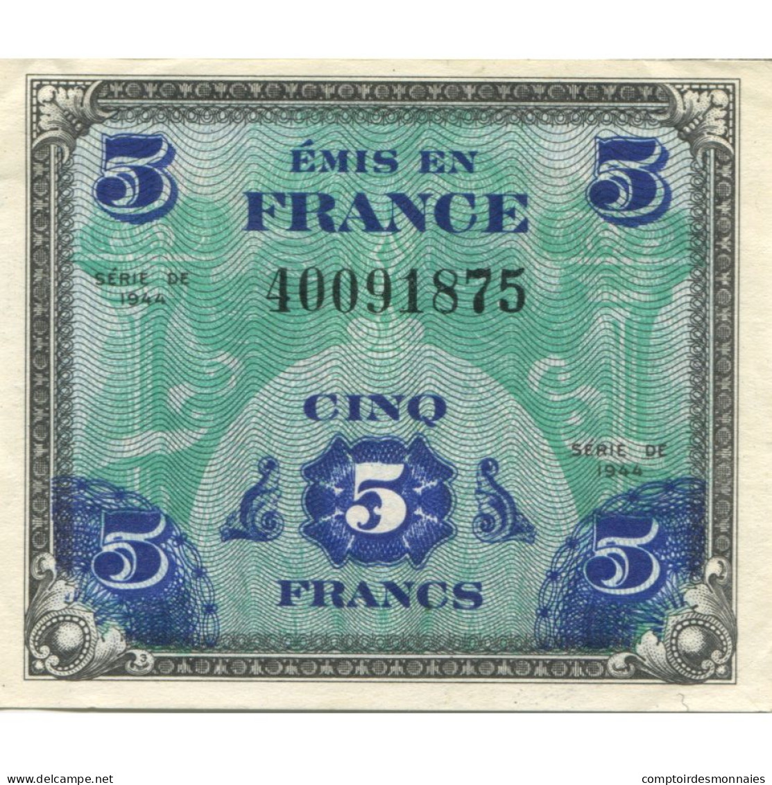 France, 5 Francs, Drapeau/France, 1944, 40091875, SPL, KM:115a - 1944 Drapeau/France