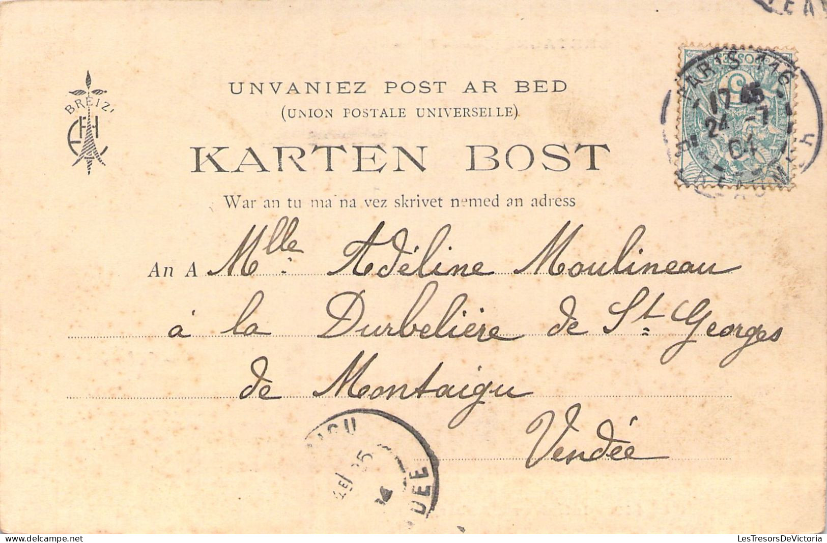 FOLKLORE - BRETAGNE - Intérieur D'Auberge - Carte Postale Ancienne - Costumes