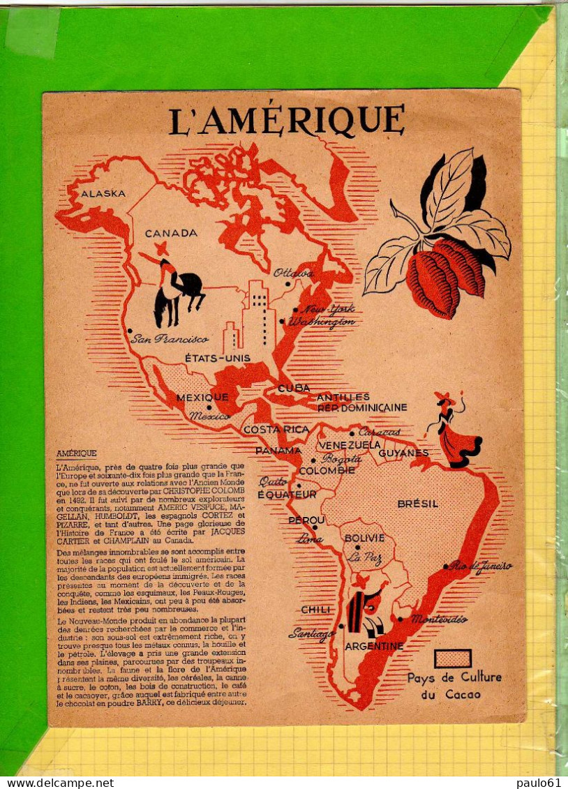 PROTEGE CAHIER : CACAO BARRY Pepito Au Dos L'Amerique  Particularité Cheval Sans La Queue - Protège-cahiers