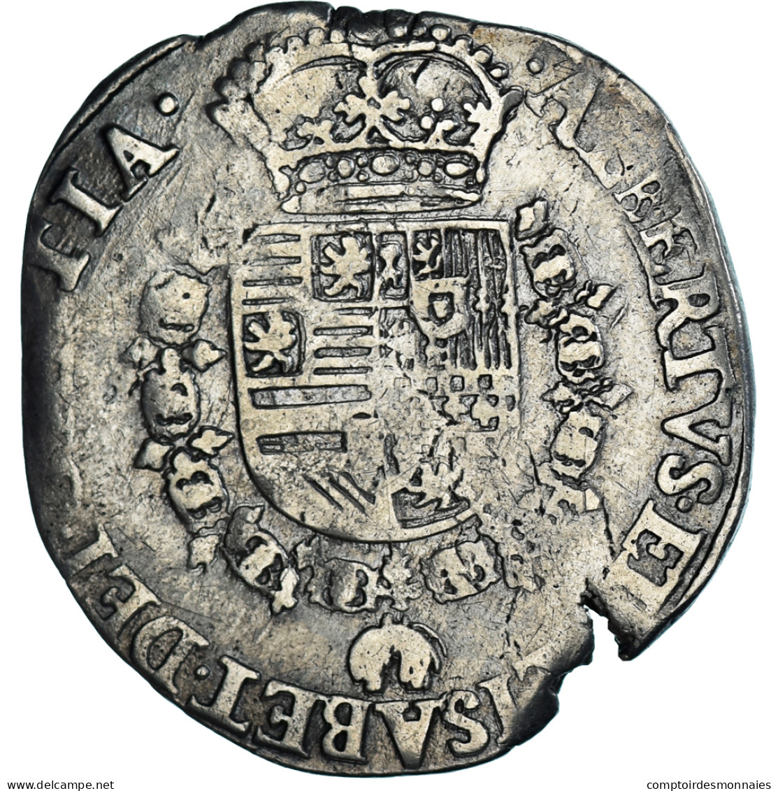 Monnaie, Pays-Bas Espagnols, BRABANT, Albert & Isabelle, 1/4 Patagon, Anvers - Spanish Netherlands