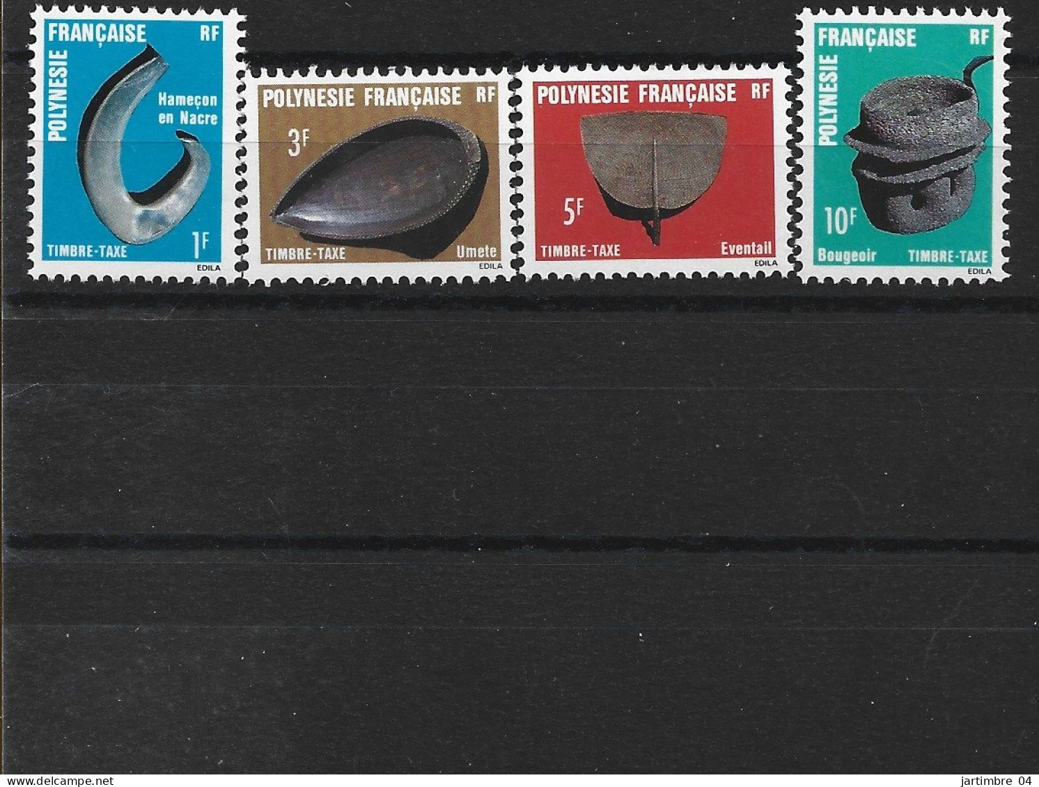 1984 POLYNESIE FRANCAISE TAXE 4-7** Artisanat , Hameçon - Timbres-taxe