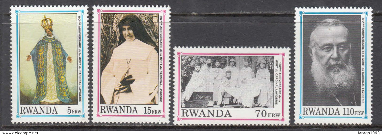 1992 Rwanda Cardinal Lavigerie Complete Set Of 4 MNH  **DIFFICULT** - Neufs
