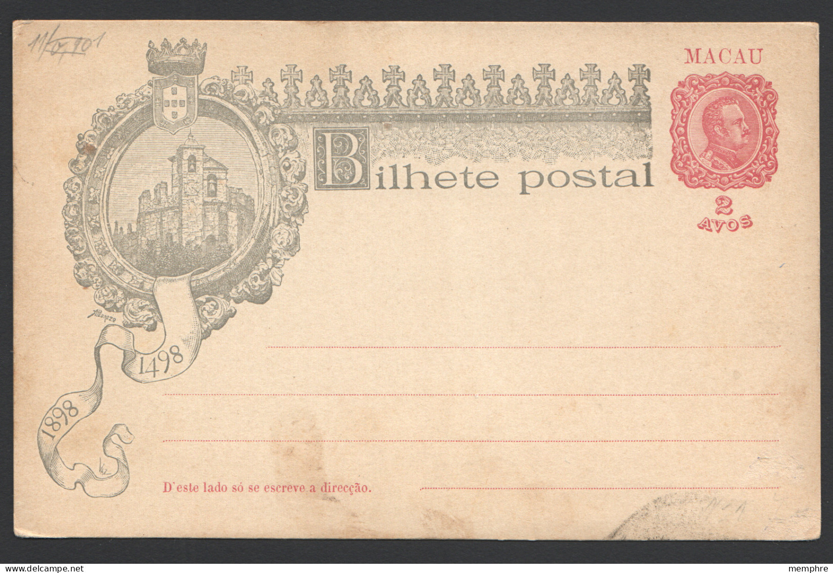 1898  Carte Postale Illustrée 2 Avos - Centenaire De L'Inde Postugaise - Eglise -   Neuve - Lettres & Documents