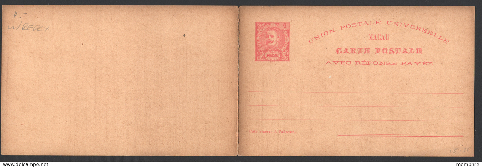 1903  Carte Postale Avec Réponse Payée Carlos 4 Avos  Neuve - Briefe U. Dokumente