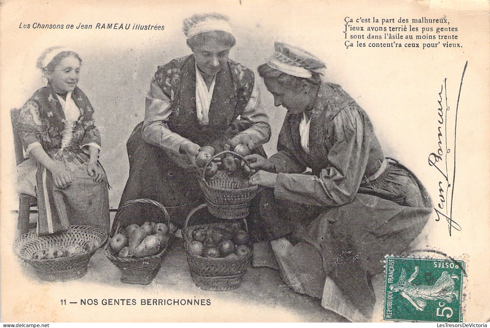 FOLKLORE - Les Chansons De Jean Rameau - Nos Gentes Berrichonnes - Carte Postale Ancienne - Musica