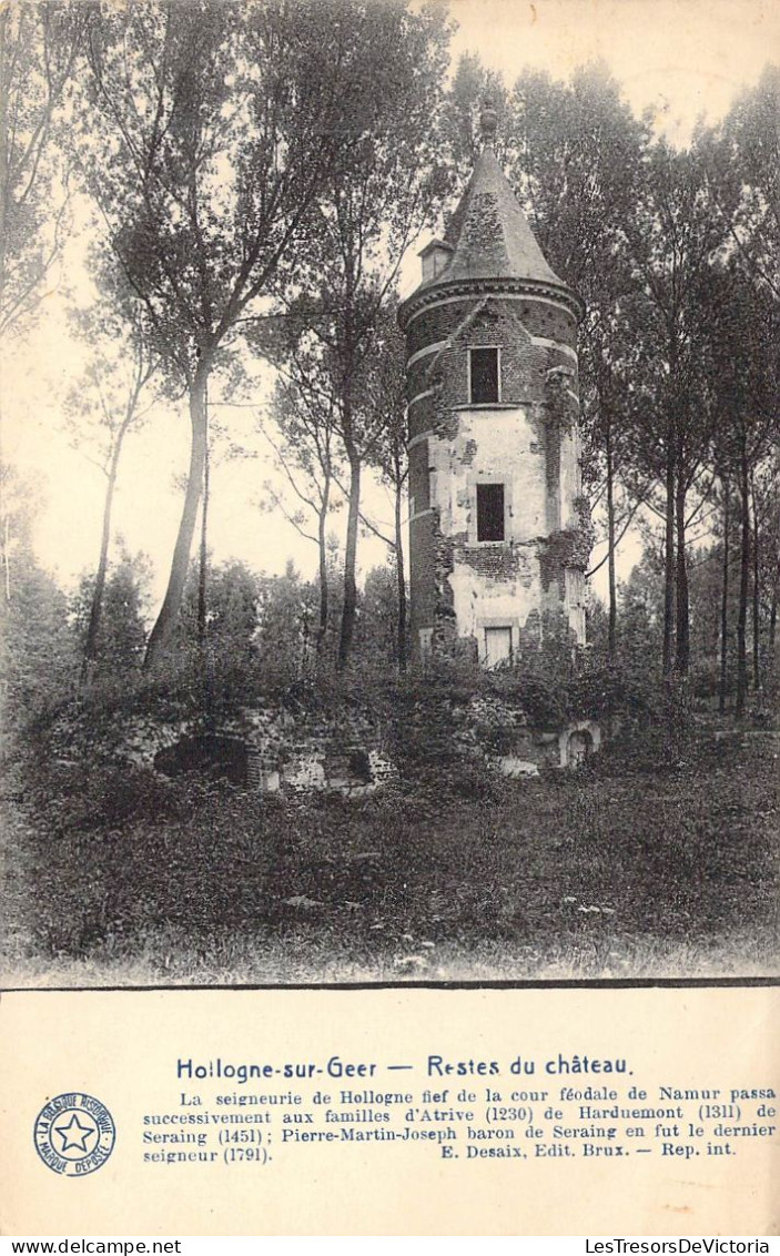 BELGIQUE - HOLLOGNE SUR GEER - Restes Du Château - E Desaix - Carte Postale Ancienne - Altri & Non Classificati