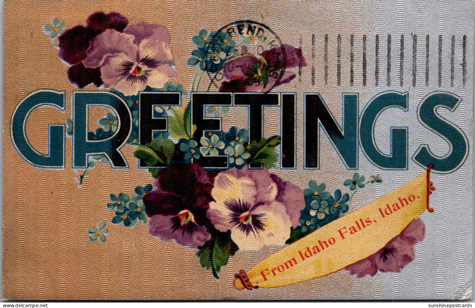 Idaho Greetings From Idaho Falls With Violets 1909 - Idaho Falls