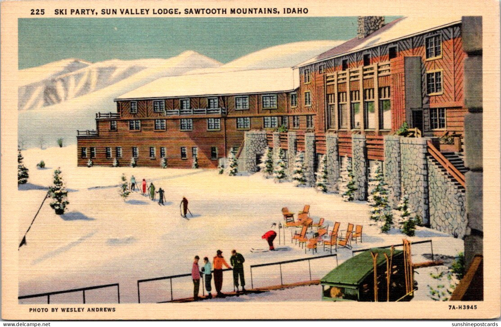 Idaho Sawtooth Mountains Sun Valley Lodge Ski Party Curteich - Other & Unclassified