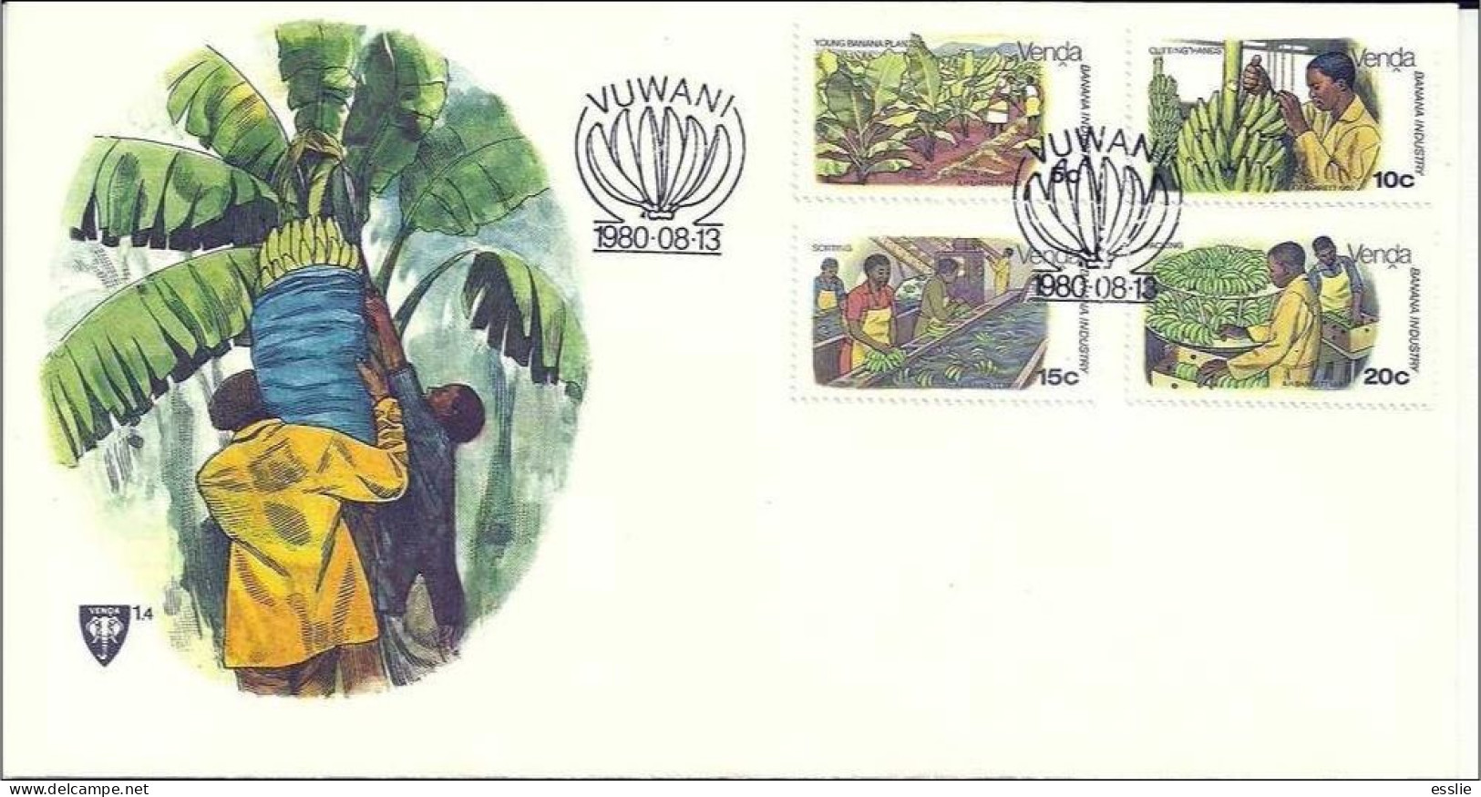 Venda - 1980 - Banana Industry - Complete Set On FDC - Venda