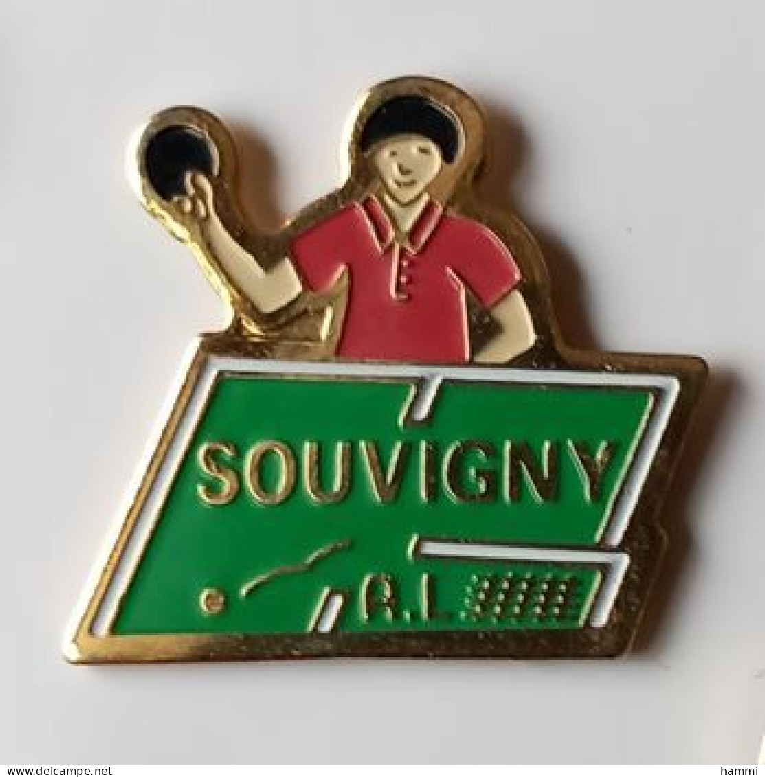 YY130 Pin's Tennis De Table Ping Pong SOUVIGNY ALLIER Achat Immédiat - Tennis Tavolo