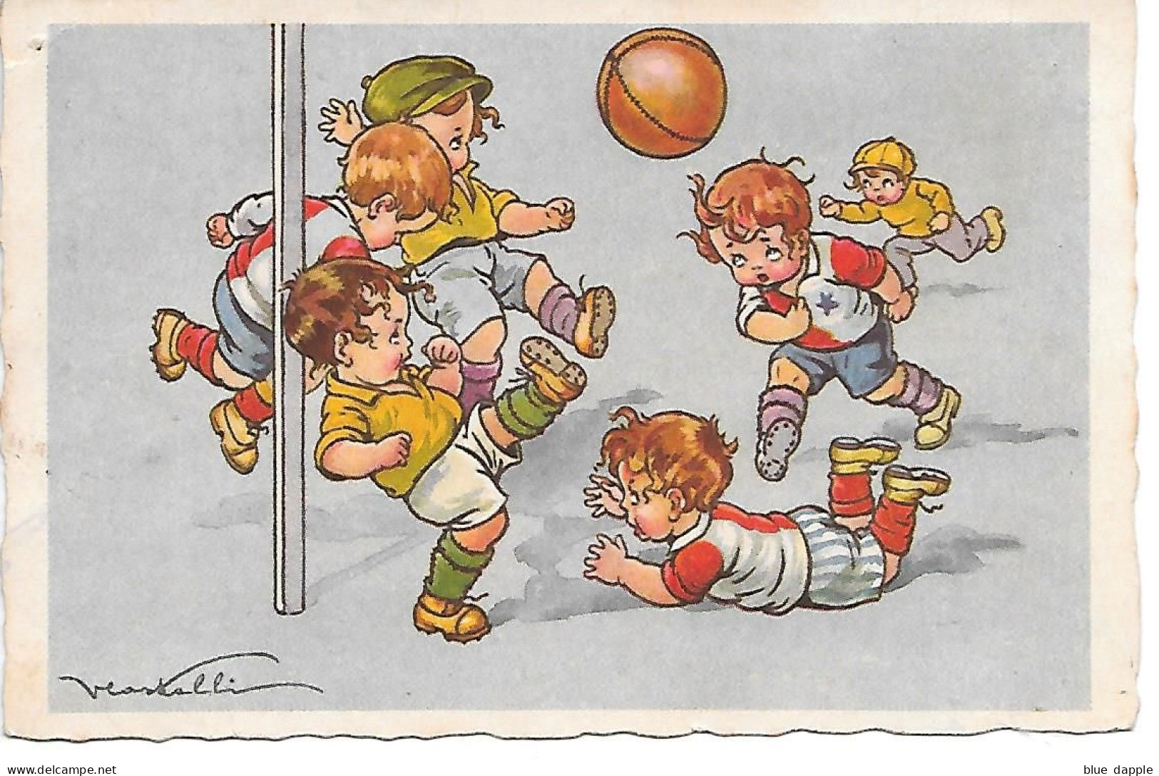 Illustrator - V. Castelli - Boys Play Football, Les Garçons Jouent Au Football, I Ragazzi Giocano A Calcio - Castelli