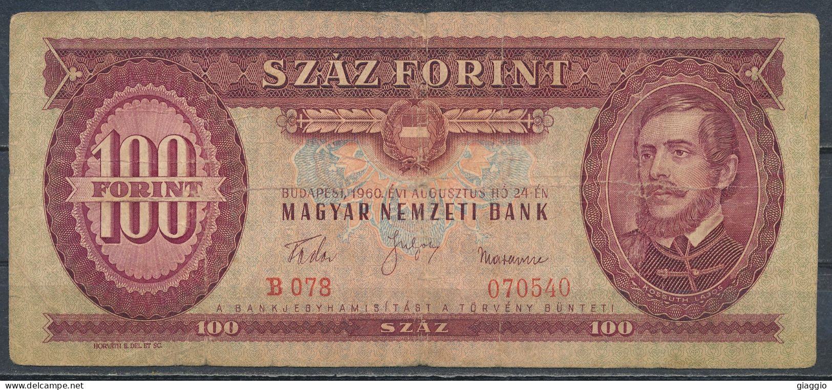 °°° HUNGARY - 100 FORINT 1960 °°° - Hongrie