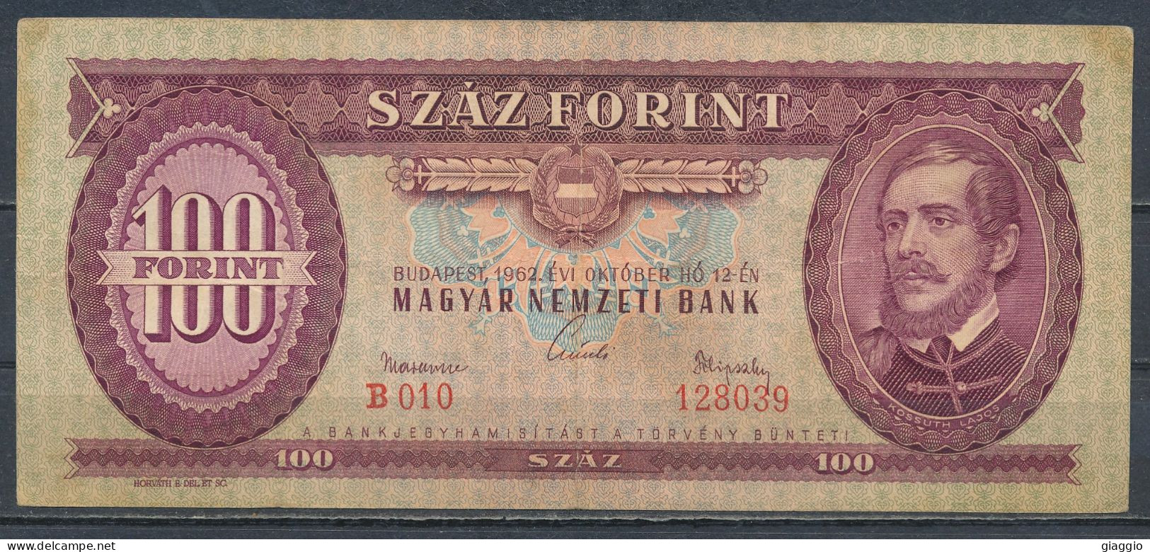 °°° HUNGARY - 100 FORINT 1962 °°° - Hongrie