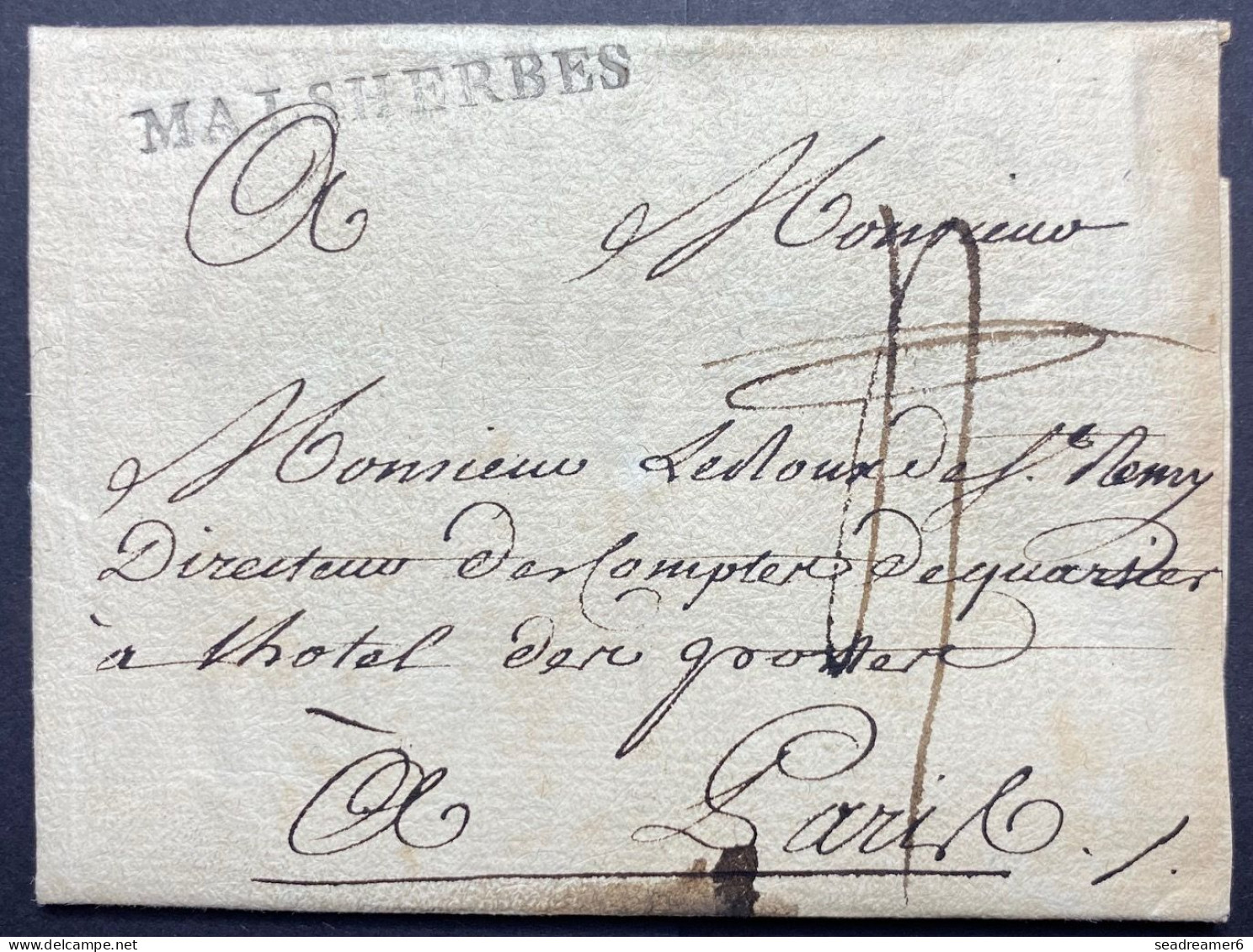 Lettre En Réemploie Pour Réponse De 1778 Marque " MALSHERBES " 40 Mm (indice 20) + Taxe Pour PARIS TTB - ....-1700: Precursors