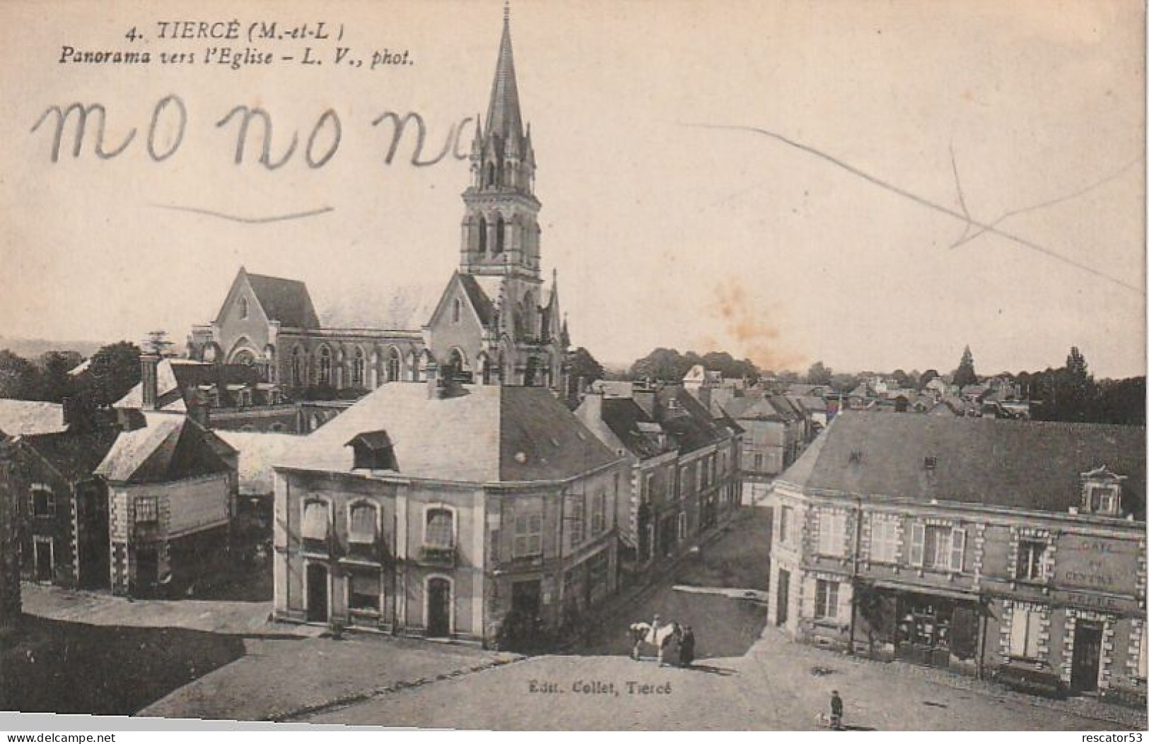 Cpa Tiercé Panorama Vers L'église - Tierce