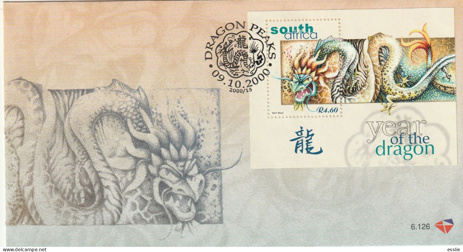 South Africa RSA - 2000 - Year Of The Dragon - Souvenir FDC 6.126 - Cartas & Documentos