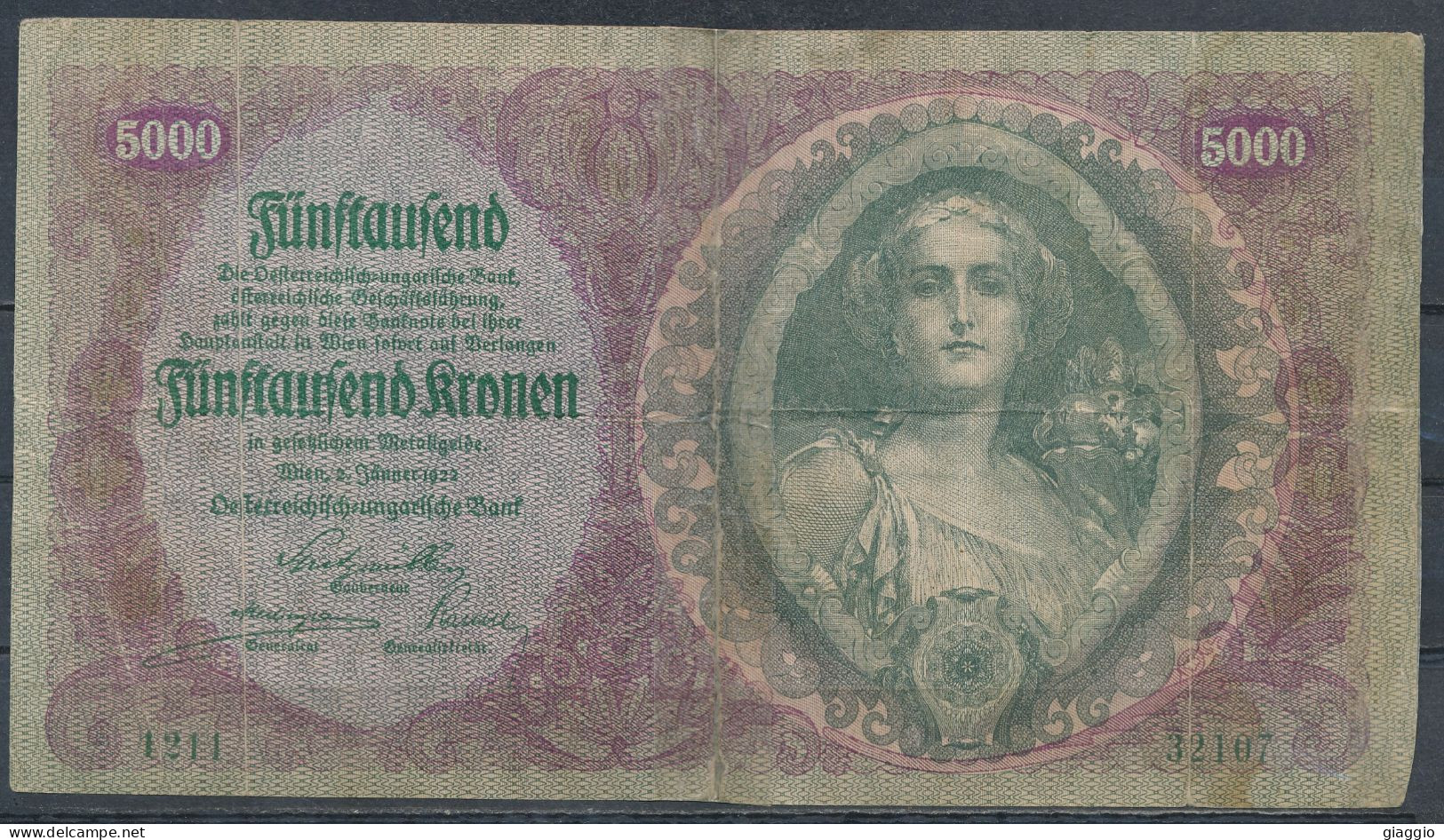 °°° AUSTRIA - 5000 KRONEN 1922 °°° - Autriche