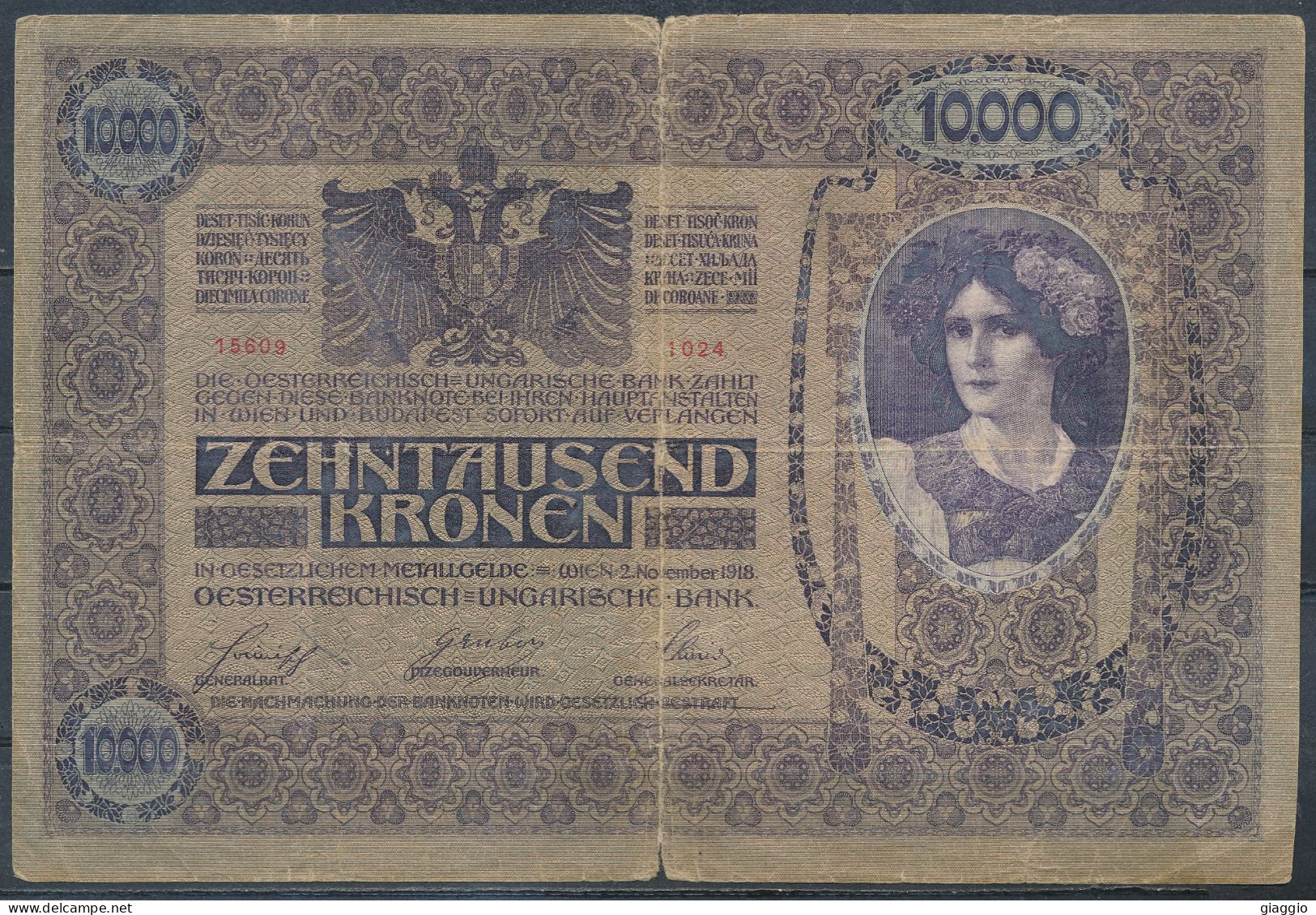 °°° AUSTRIA - 10000 KRONEN 1918 °°° - Autriche