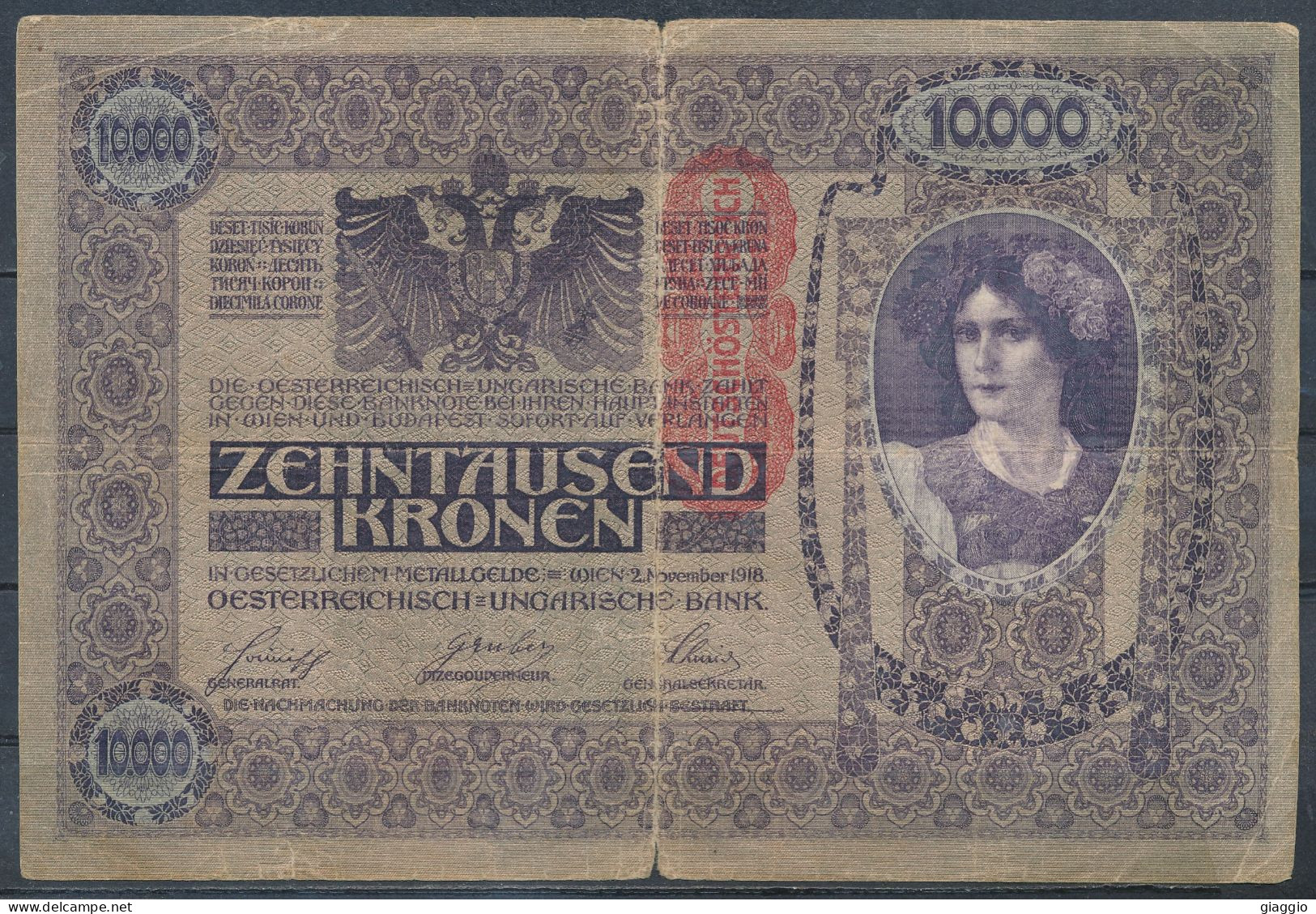 °°° AUSTRIA - 10000 KRONEN 1918 °°° - Autriche