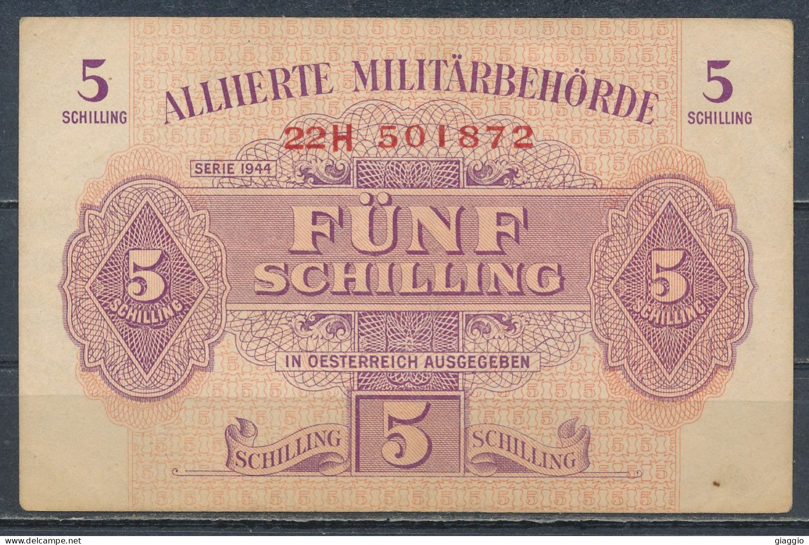 °°° AUSTRIA - 5 SCHILLING ALLIERTE MILITARBEHORDE 1944 °°° - Autriche