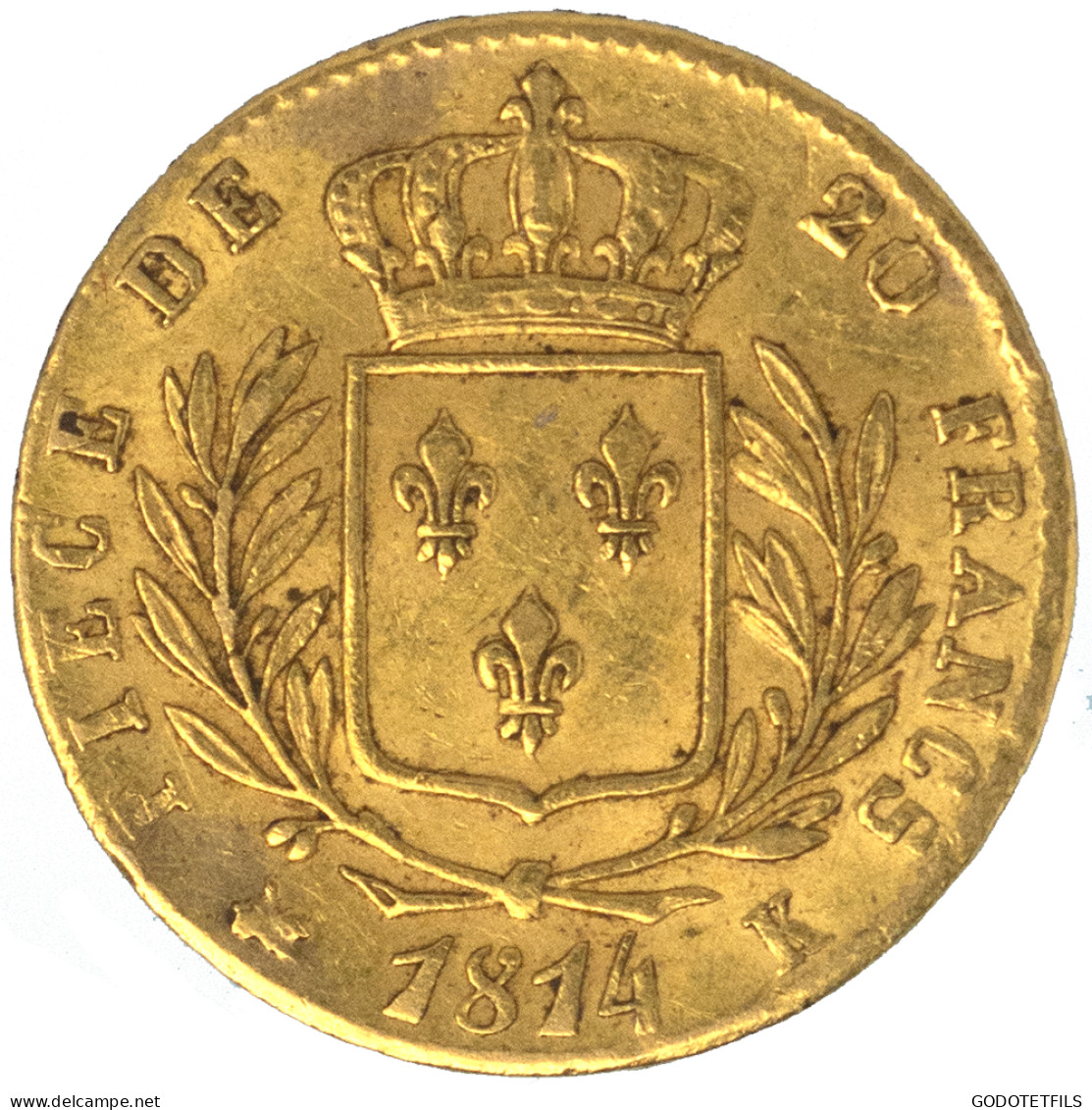 Louis XVIII-20 Francs 1814 Bordeaux - 20 Francs (gold)