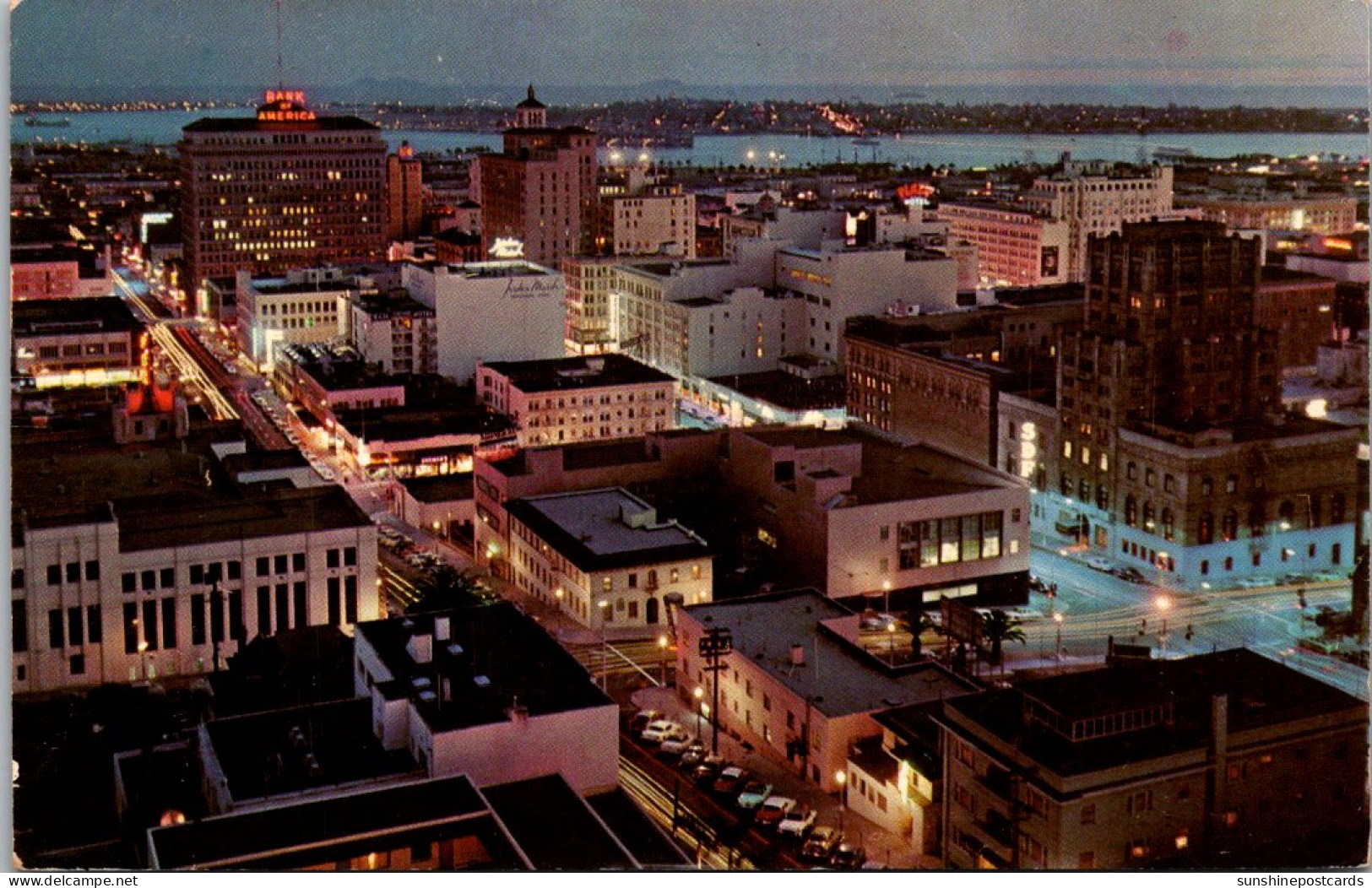 California San Diego Downtown View At Night 1960 - San Diego