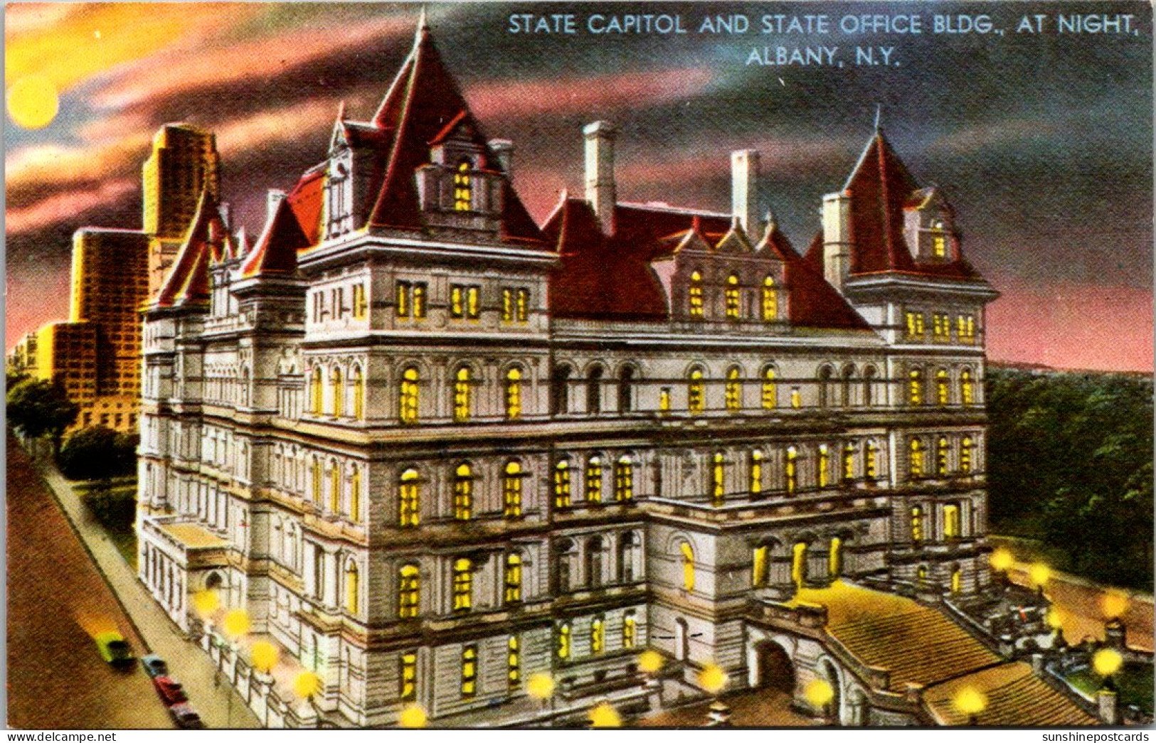 New York Albany State Capitol And State Office Building At Night - Albany